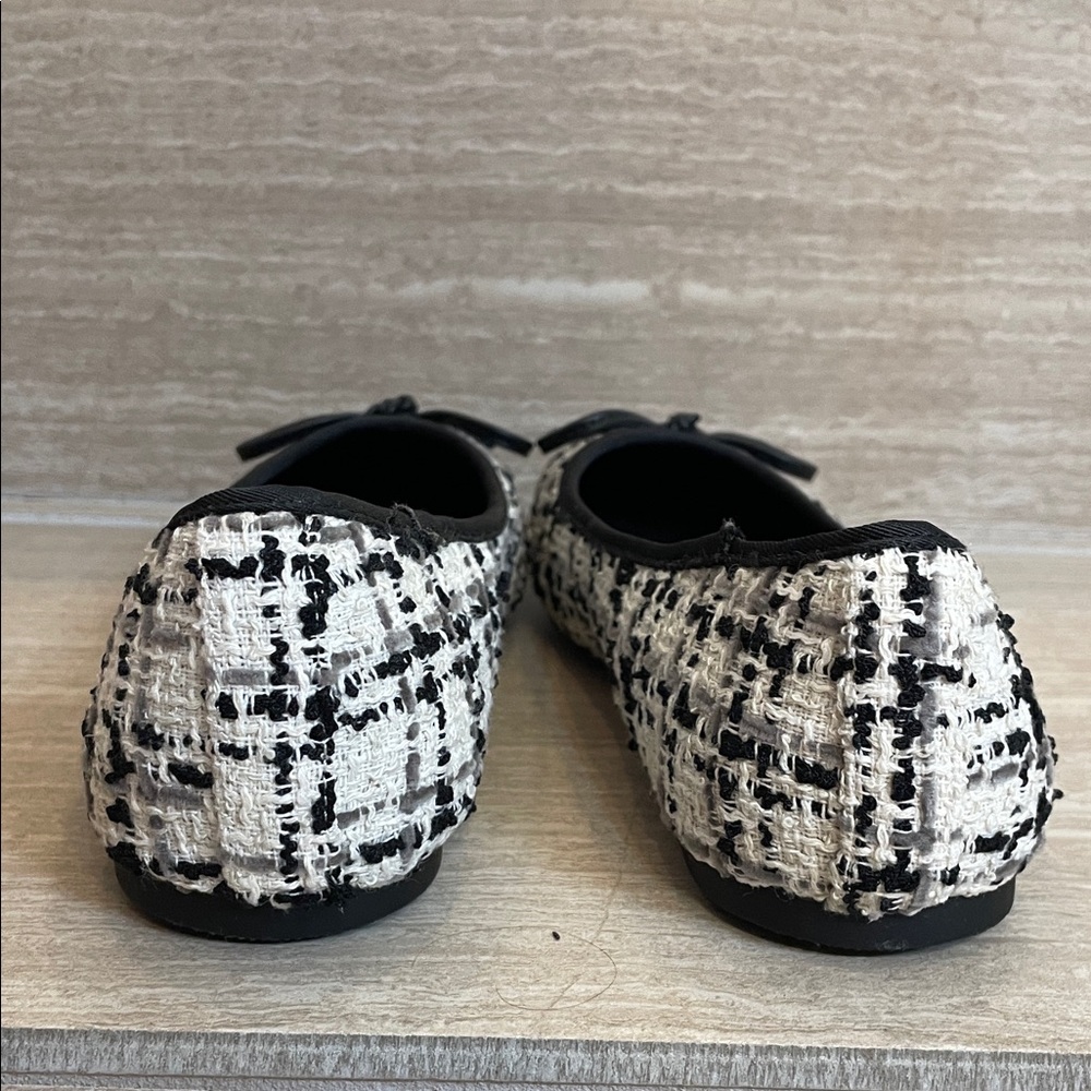 Falls Creek NWOT Sz 9 Black and White Tweed Bow Flats - Picture 9 of 10